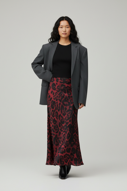 Jupe Longue Leopard Rouge