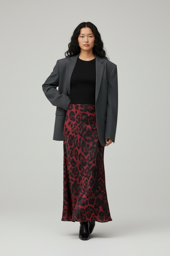 Jupe Longue Leopard Rouge