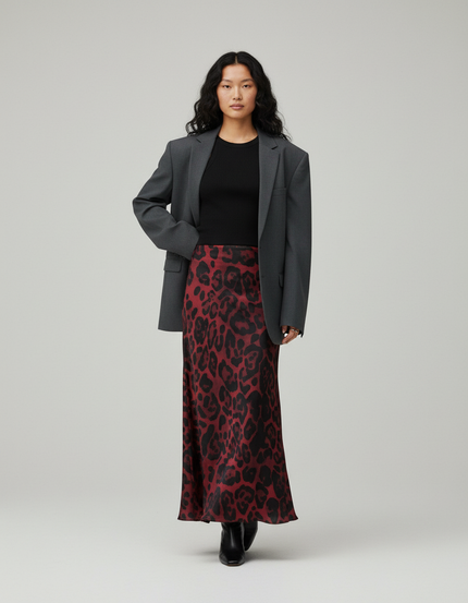 Jupe Longue Leopard Rouge