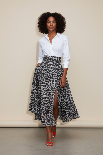 Jupe Longue Leopard Fendue