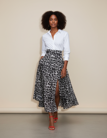 Jupe Longue Leopard Fendue