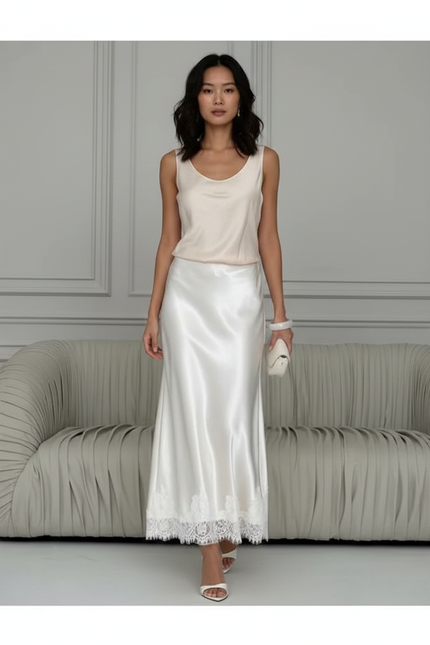 Jupe Longue Blanche Satin