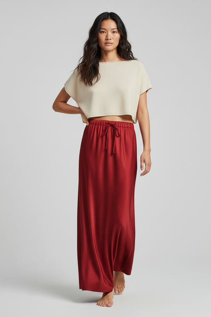 Jupe Longue Fluide Rouge