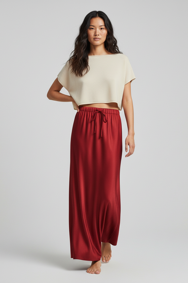 Jupe Longue Fluide Rouge