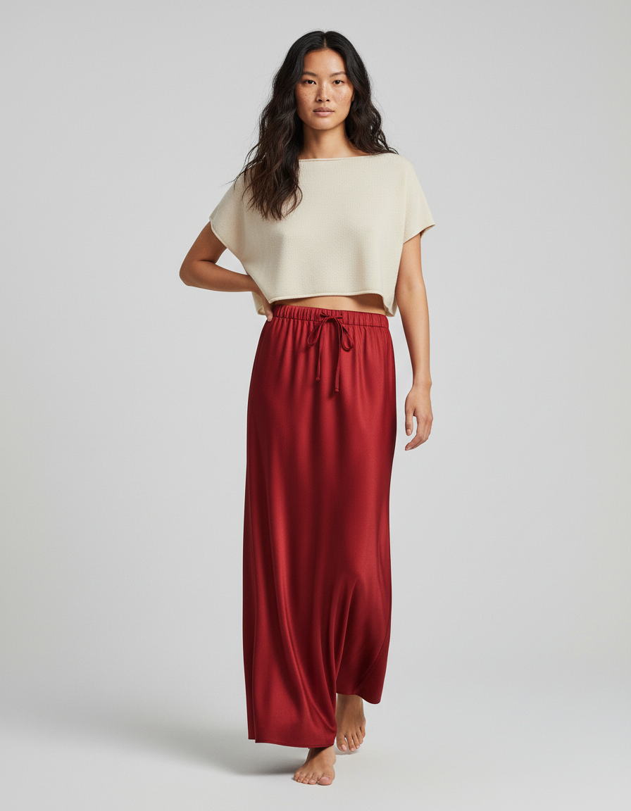 Jupe Longue Fluide Rouge