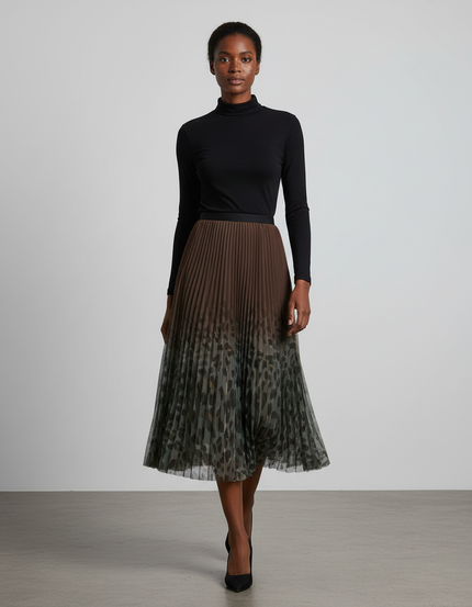 Jupe Longue Plissée Kaki