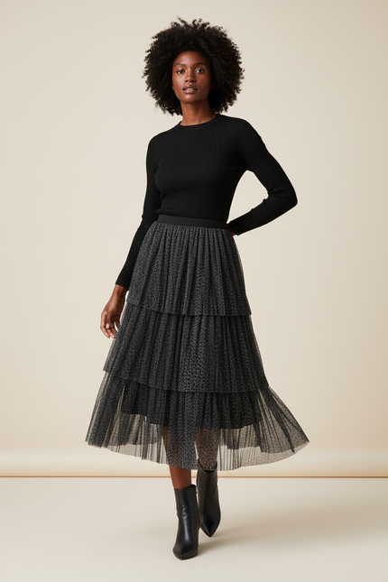 Jupe Longue Noire Transparente Voile