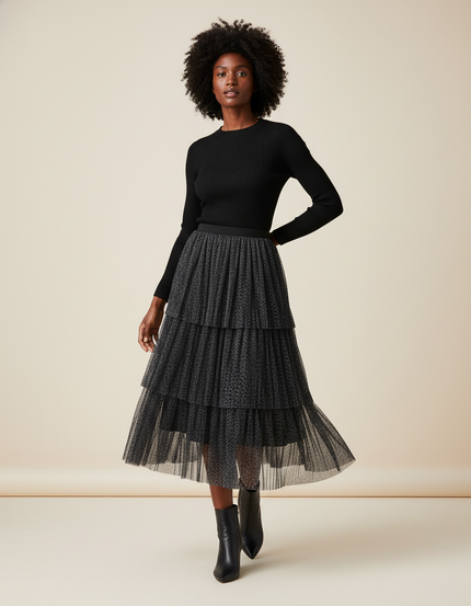 Jupe Longue Noire Transparente Voile