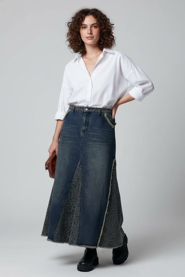 Jupe Longue Jean Leopard