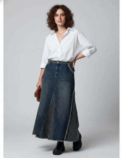 Jupe Longue Jean Leopard