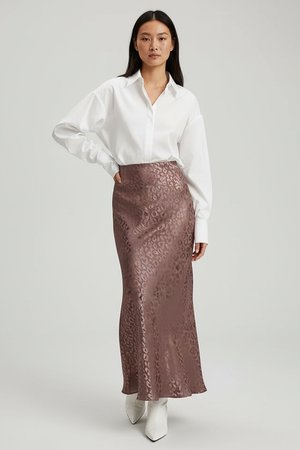 Jupe Longue Soie Rose