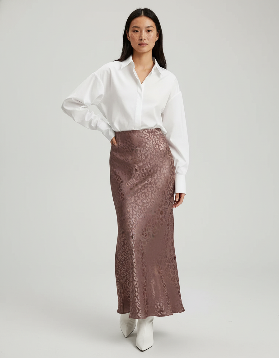 Jupe Longue Soie Rose