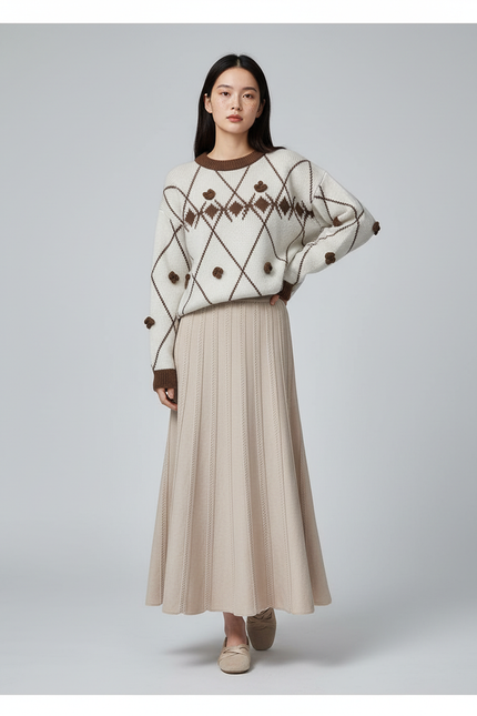 Jupe Longue En Maille Côtelée