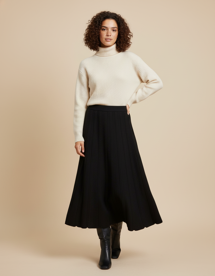 Jupe En Maille Mi-Longue