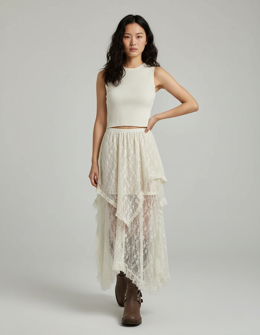 Jupe Longue Boheme Dentelle