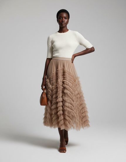 Jupe Longue Bouffante Taille Haute