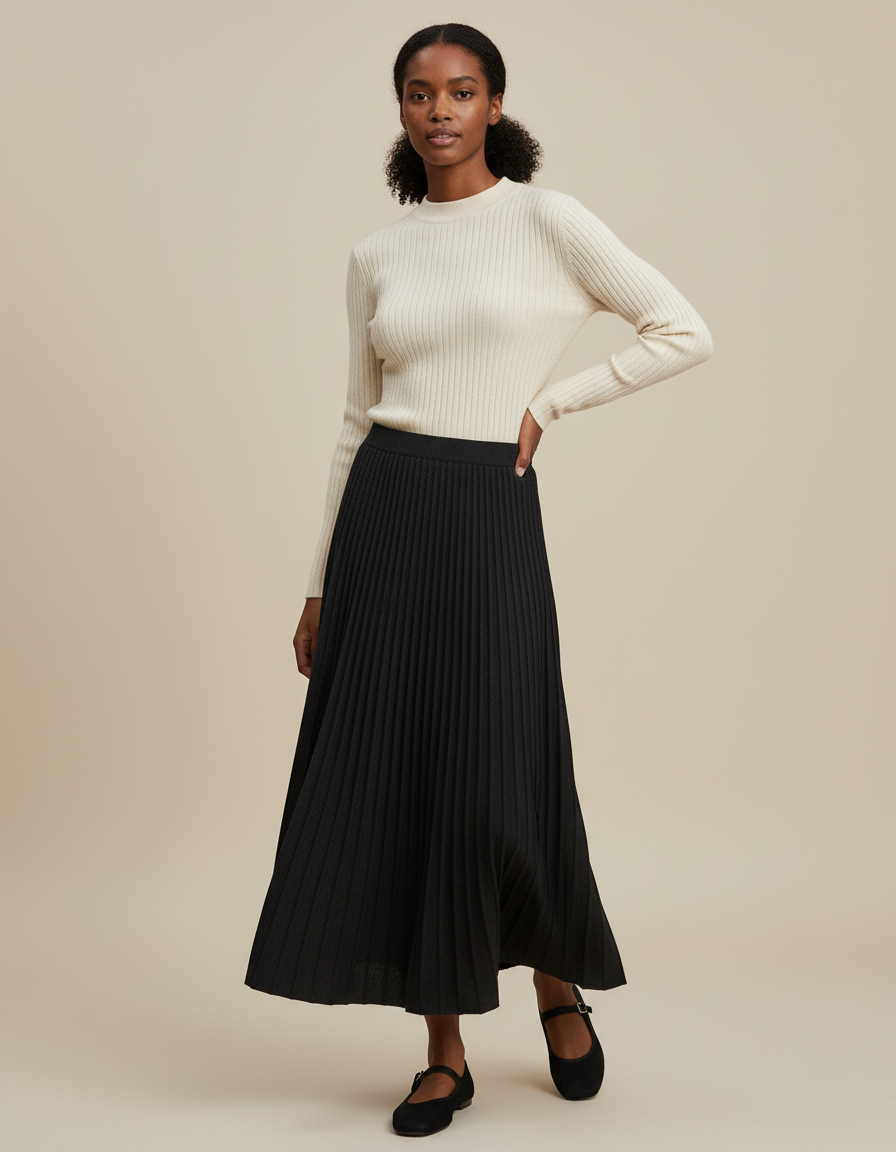 Jupe Longue Maille Noire