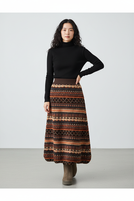 Jupe Longue Motif Aztèque