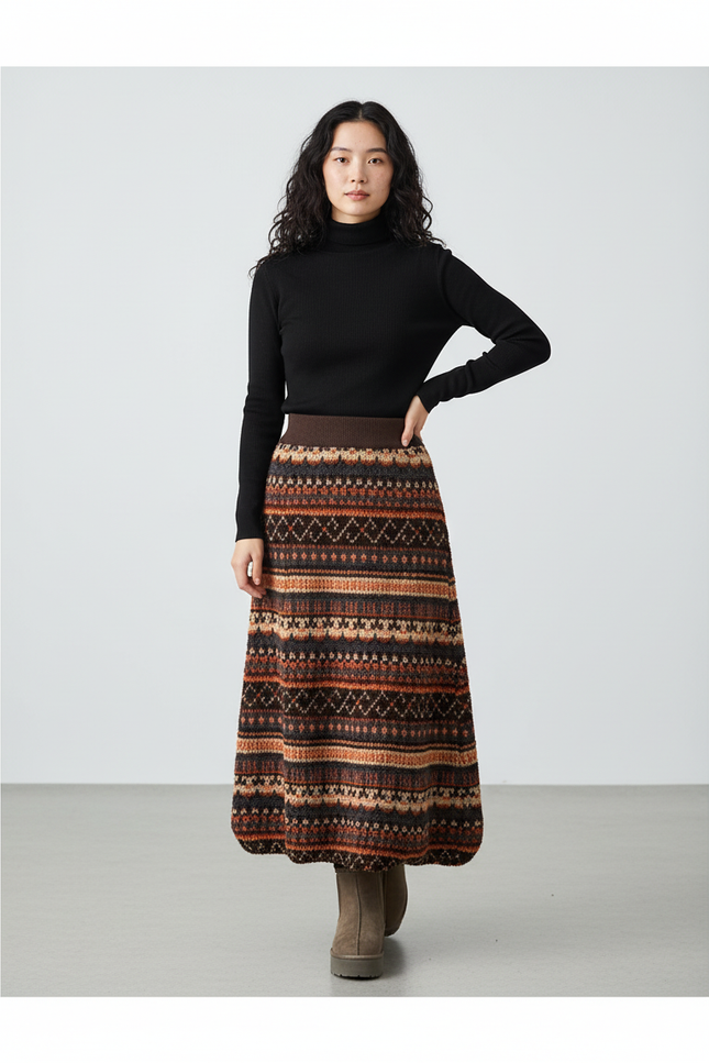 Jupe Longue Motif Aztèque