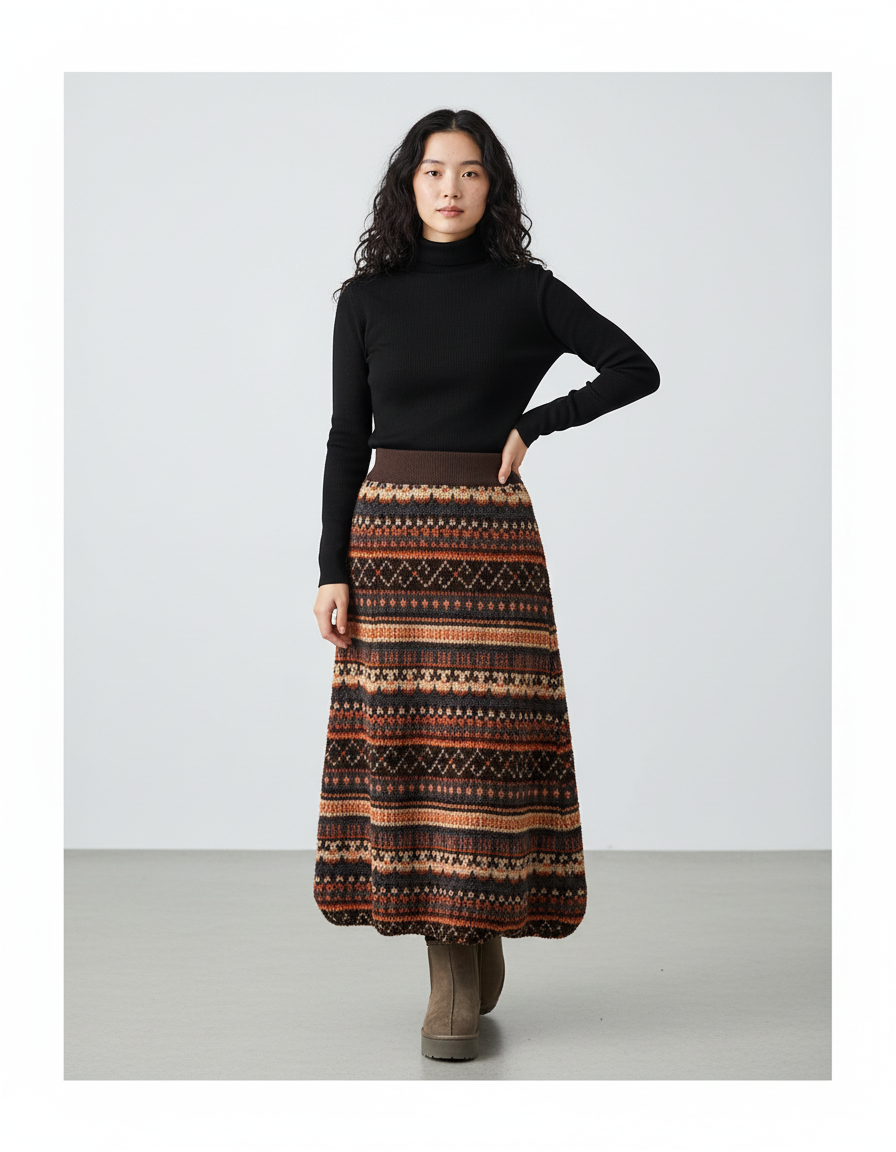 Jupe Longue Motif Aztèque