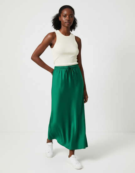 Jupe Longue Satin Vert