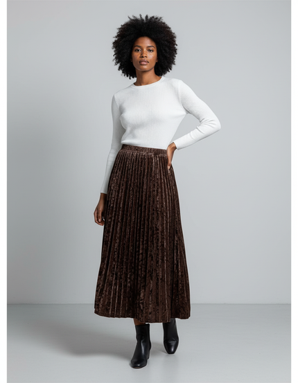 Jupe Longue Plissée Velours