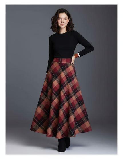 Jupe Longue Tartan Rouge