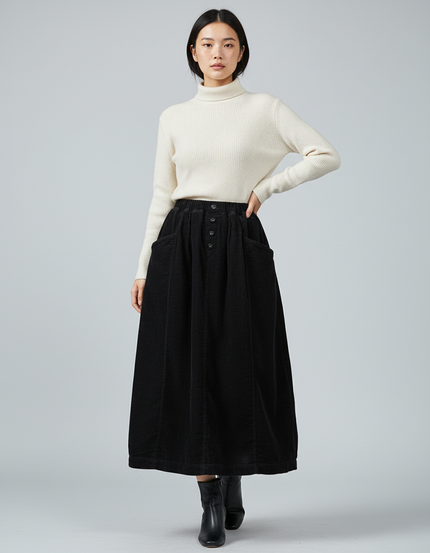 Jupe Longue En Velours Cotelé