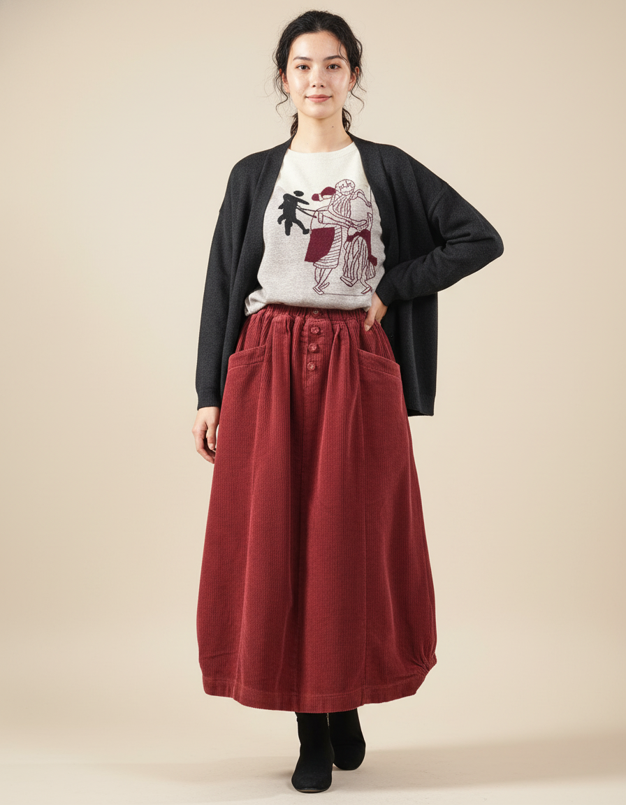 Jupe Longue Côtelée