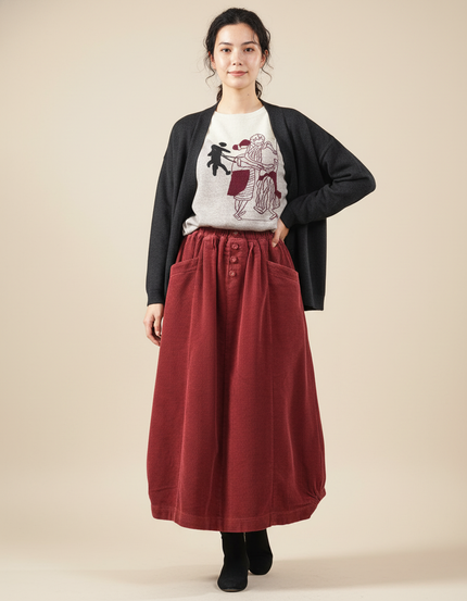 Jupe Longue Côtelée