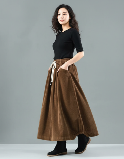 Jupe Velours Mi-Longue