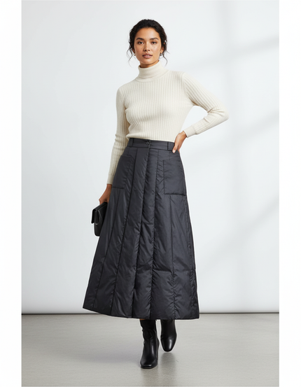 Jupe Longue Noire Matelassée Chic