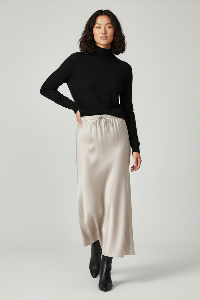 Jupe Longue Beige Femme