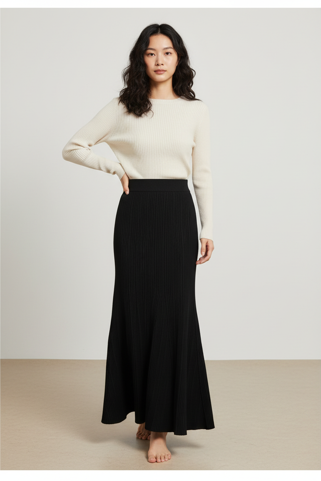Jupe Côtelée Longue