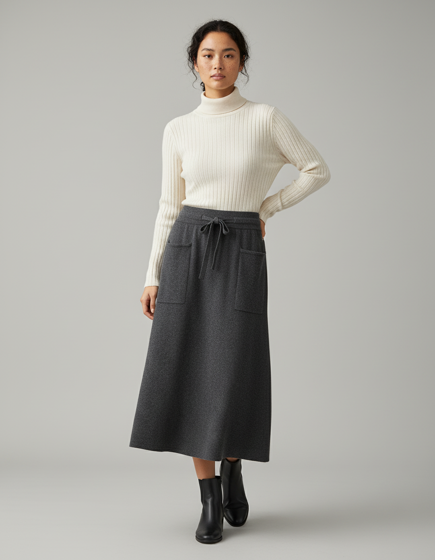 Jupe Longue Maille Fluide