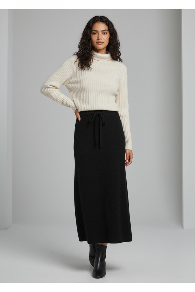 Jupe Longue A-Line Noire Élégante