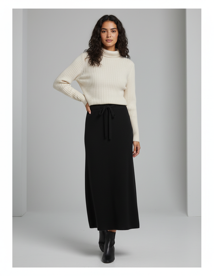 Jupe Longue A-Line Noire Élégante