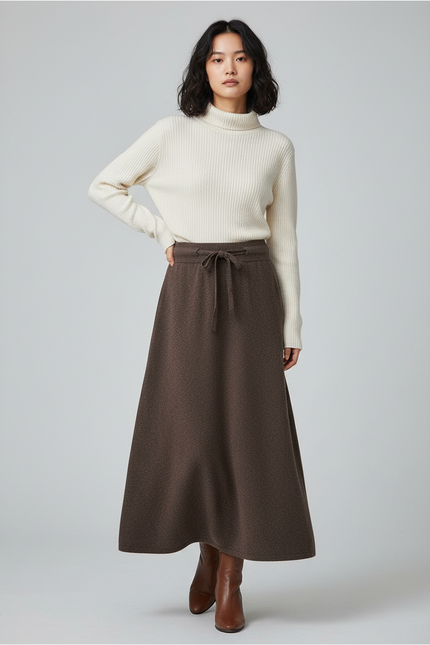 Jupe Longue Marron Coupe A Chic