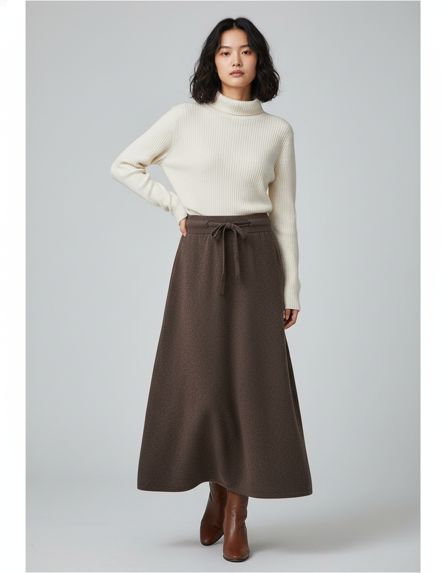 Jupe Longue Marron Coupe A Chic