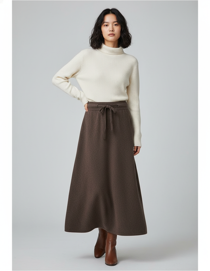 Jupe Longue Marron Coupe A Chic