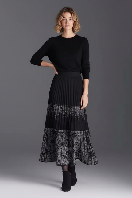 Jupe Longue Plissée Noire Chic