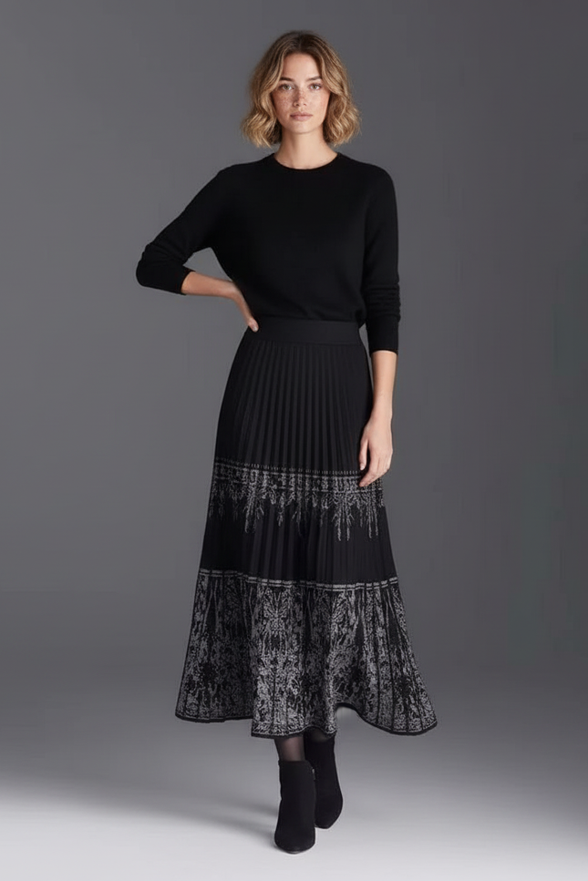 Jupe Longue Plissée Noire Chic