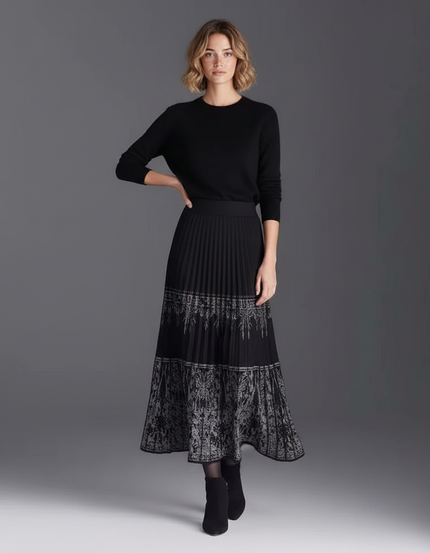 Jupe Longue Plissée Noire Chic
