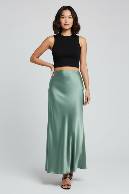 Jupe Longue Soie Verte