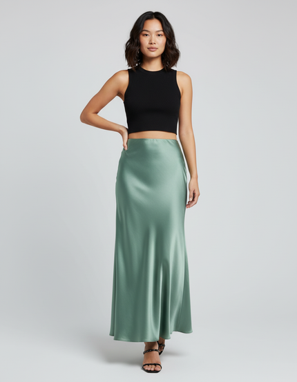 Jupe Longue Soie Verte