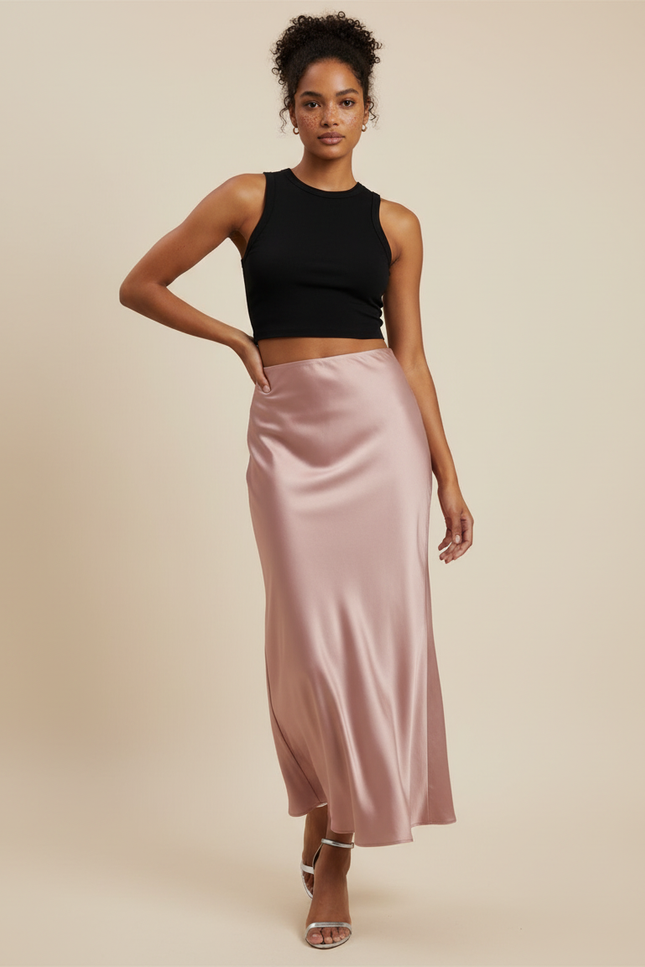 Jupe Longue Rose Poudré Mariage