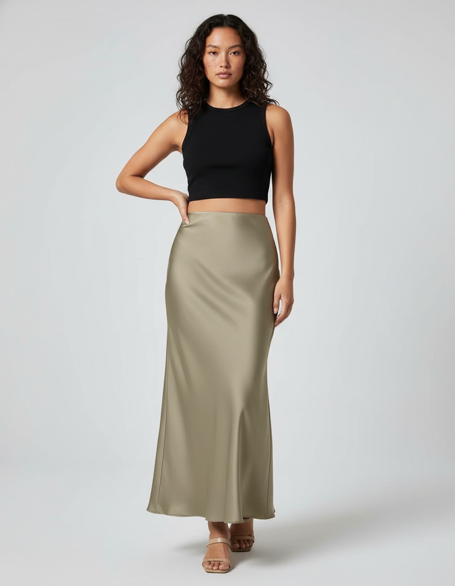 Jupe Longue Satin Hiver