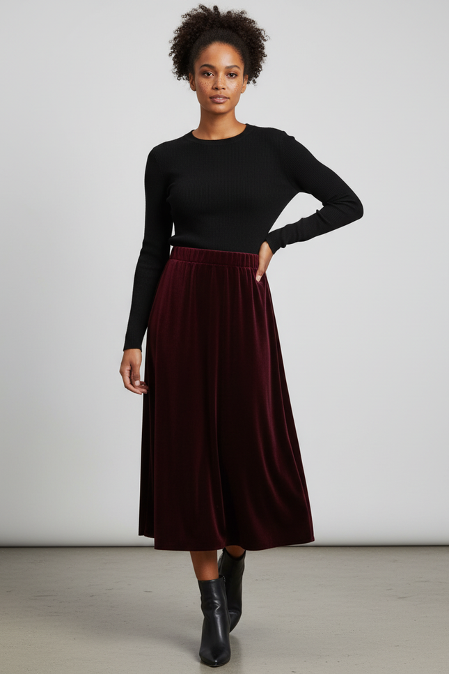 Jupe Longue Velours Marron