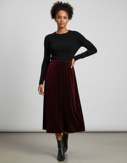 Jupe Longue Velours Marron