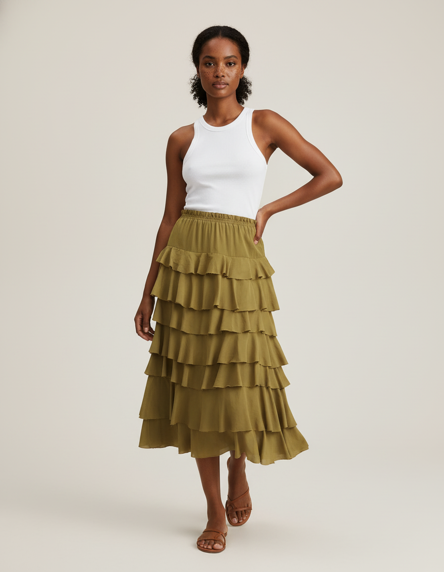 Jupe Longue Elastique A La Taille